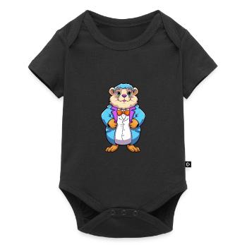 Marmotte Aquarelle Colorée Dessin Animé Kawaii Anima - Body à manches courtes Premium Bébé - noir - Devant