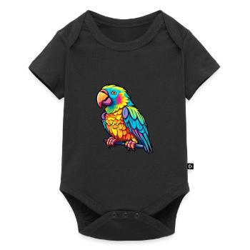 Parrot Colorful Watercolor Cartoon Kawaii Animal - Baby Premium short-sleeve bodysuit - black - Front