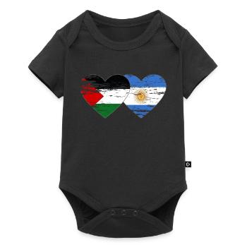 Palestine Argentine drapeau coeur utilisé - Body à manches courtes Premium Bébé - noir - Devant