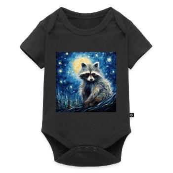 Raccoon, Van Gogh, Starry Night, Animal - Baby Premium short-sleeve bodysuit - black - Front