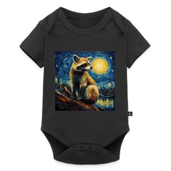 Raccoon, Van Gogh, Starry Night, Animal - Baby Premium short-sleeve bodysuit - black - Front