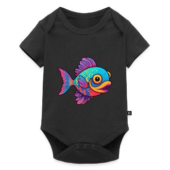 Fish Colorful Watercolor Cartoon Kawaii Animal - Baby Premium short-sleeve bodysuit - black - Front
