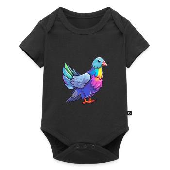 Dove Colorful Watercolor Cartoon Kawaii Animal - Baby Premium short-sleeve bodysuit - black - Front