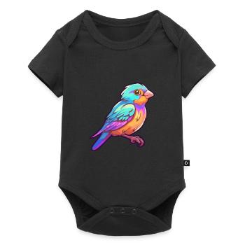 Moineau Aquarelle Colorée Dessin Animé Kawaii Animal - Body à manches courtes Premium Bébé - noir - Devant