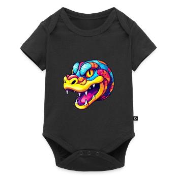 Snake Colorful Watercolor Cartoon Kawaii Animal - Baby Premium short-sleeve bodysuit - black - Front