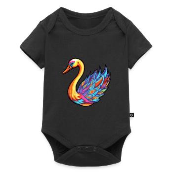 Cygne Aquarelle Colorée Dessin Animé Kawaii Animal - Body à manches courtes Premium Bébé - noir - Devant