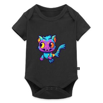 Poisson-chat coloré aquarelle dessin animé kawaii animal - Body à manches courtes Premium Bébé - noir - Devant