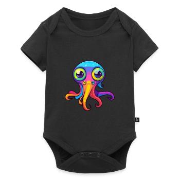 Squid Colorful Watercolor Cartoon Kawaii Animal - Baby Premium short-sleeve bodysuit - black - Front