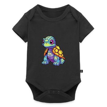 Turtle Colorful Watercolor Cartoon Kawaii Animal - Baby Premium short-sleeve bodysuit - black - Front
