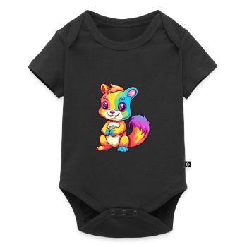 Squirrel Colorful Watercolor Cartoon Kawaii Animal - Baby Premium short-sleeve bodysuit - black - Front