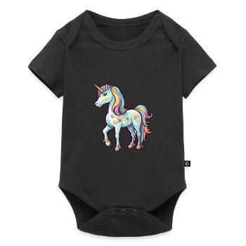 Unicorn Colorful Watercolor Cartoon Kawaii Animal - Baby Premium short-sleeve bodysuit - black - Front