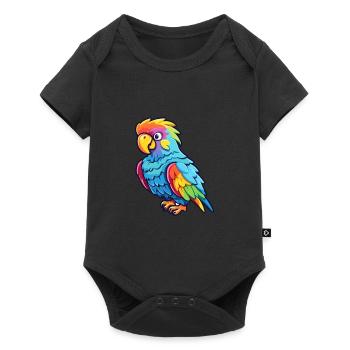 Parrot Colorful Watercolor Cartoon Kawaii Animal - Baby Premium short-sleeve bodysuit - black - Front