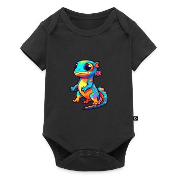 Salamander Colorful Watercolor Cartoon Kawaii Anim - Baby Premium short-sleeve bodysuit - black - Front