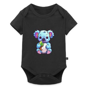 Koala Buntes Aquarell Cartoon Kawaii Tier - Baby Premium Kurzarmbody - Schwarz - Vorne
