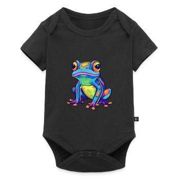 Grenouille Aquarelle Colorée Dessin Animé Kawaii Animal - Body à manches courtes Premium Bébé - noir - Devant
