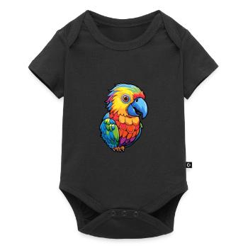 Parrot Colorful Watercolor Cartoon Kawaii Animal - Baby Premium short-sleeve bodysuit - black - Front