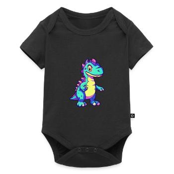 Dinosaur Colorful Watercolor Cartoon Kawaii Animal - Baby Premium short-sleeve bodysuit - black - Front