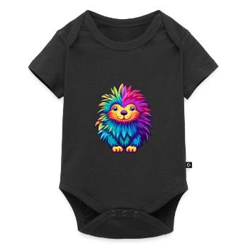 Stachelschwein Bunte Aquarell-Karikatur Kawaii Anima - Baby Premium Kurzarmbody - Schwarz - Vorne