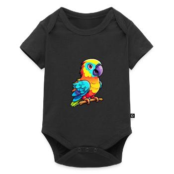 Parrot Colorful Watercolor Cartoon Kawaii Animal - Baby Premium short-sleeve bodysuit - black - Front