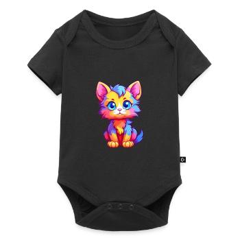 Chaton coloré aquarelle dessin animé kawaii animal - Body à manches courtes Premium Bébé - noir - Devant