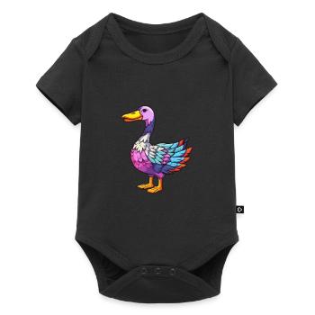 Oie Aquarelle Colorée Dessin Animé Kawaii Animal - Body à manches courtes Premium Bébé - noir - Devant