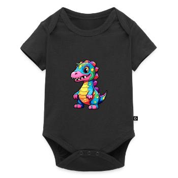 Dinosaur Colorful Watercolor Cartoon Kawaii Animal - Baby Premium short-sleeve bodysuit - black - Front