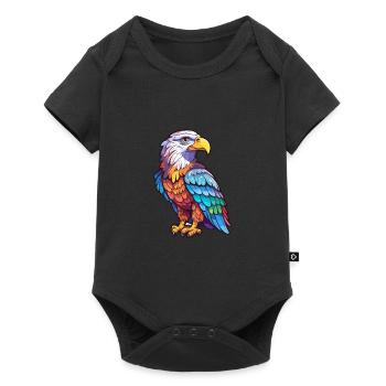 Pygargue à tête blanche Aquarelle colorée Dessin animé Kawaii Anim - Body à manches courtes Premium Bébé - noir - Devant