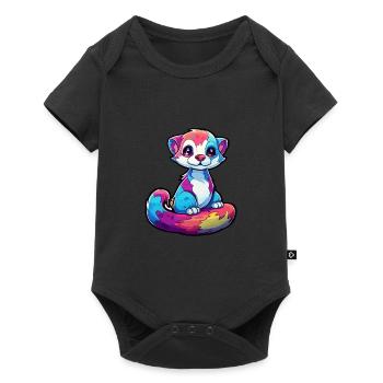 Ferret Colorful Watercolor Cartoon Kawaii Animal - Baby Premium short-sleeve bodysuit - black - Front