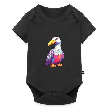 Albatross Colorful Watercolor Cartoon Kawaii Anima - Baby Premium short-sleeve bodysuit - black - Front