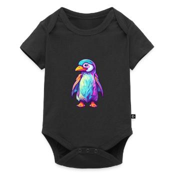 Penguin Colorful Watercolor Cartoon Kawaii Animal - Baby Premium short-sleeve bodysuit - black - Front