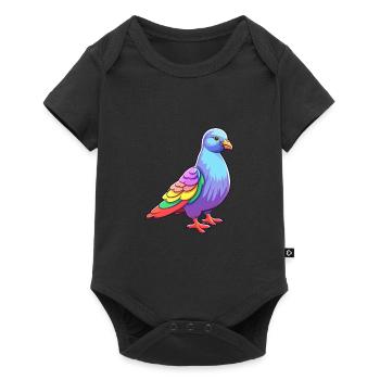 Pigeon Aquarelle Colorée Dessin Animé Kawaii Animal - Body à manches courtes Premium Bébé - noir - Devant