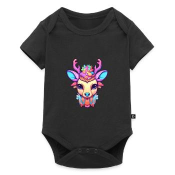 Deer Colorful Watercolor Cartoon Kawaii Animal - Baby Premium short-sleeve bodysuit - black - Front
