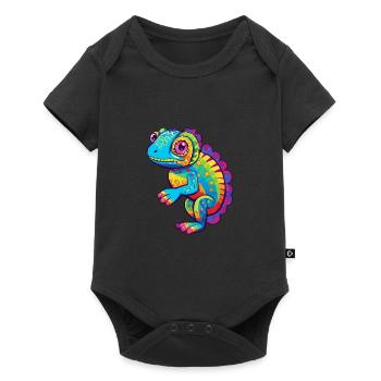 Chameleon Colorful Watercolor Cartoon Kawaii Anima - Baby Premium short-sleeve bodysuit - black - Front