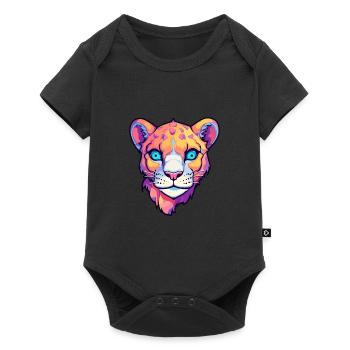 Cougar Aquarelle Colorée Dessin Animé Kawaii Animal - Body à manches courtes Premium Bébé - noir - Devant