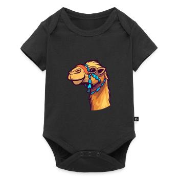 Camel Colorful Watercolor Cartoon Kawaii Animal - Baby Premium short-sleeve bodysuit - black - Front