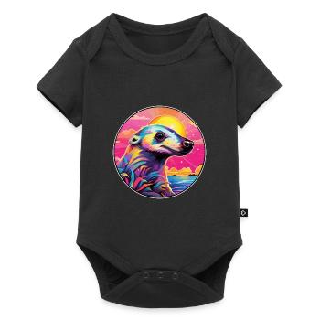 Anteater Colorful Watercolor Cartoon Kawaii Animal - Baby Premium short-sleeve bodysuit - black - Front