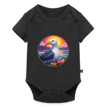 Albatross Colorful Watercolor Cartoon Kawaii Pet - Baby Premium short-sleeve bodysuit - black - Front