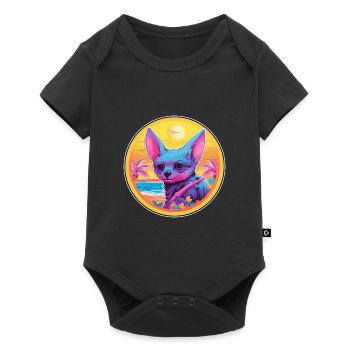 Chauve-souris Aquarelle colorée Dessin animé Kawaii Animal - Body à manches courtes Premium Bébé - noir - Devant