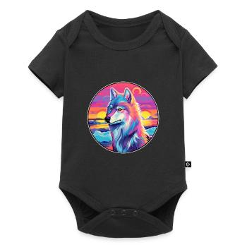 Arctic Wolf Colorful Watercolor Cartoon Kawaii Pet - Baby Premium short-sleeve bodysuit - black - Front