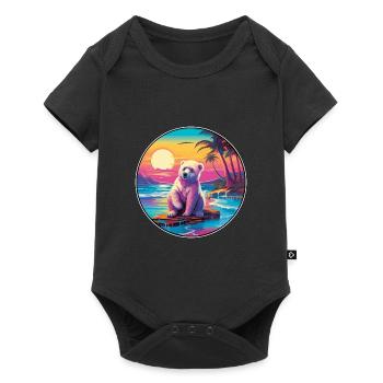 Ours Aquarelle Colorée Dessin Animé Kawaii Animal - Body à manches courtes Premium Bébé - noir - Devant
