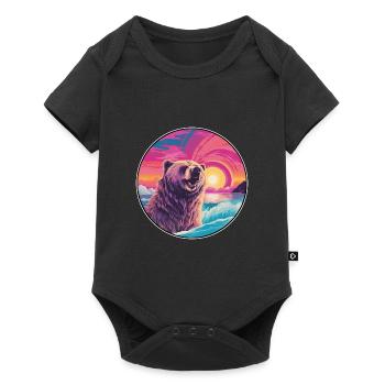 Ours Aquarelle Colorée Dessin Animé Kawaii Animal - Body à manches courtes Premium Bébé - noir - Devant