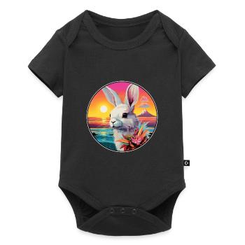 Lapin Aquarelle Colorée Dessin Animé Kawaii Animal - Body à manches courtes Premium Bébé - noir - Devant