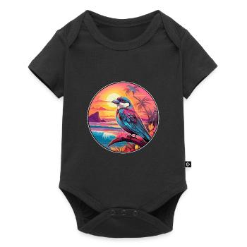 Moineau Aquarelle Colorée Dessin Animé Kawaii Animal - Body à manches courtes Premium Bébé - noir - Devant