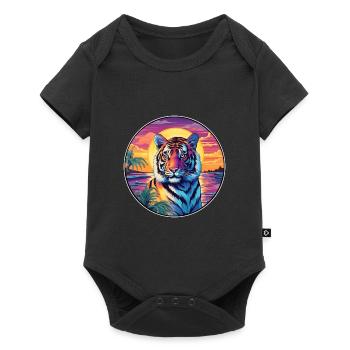 Tiger Colorful Watercolor Cartoon Kawaii Animal - Baby Premium short-sleeve bodysuit - black - Front