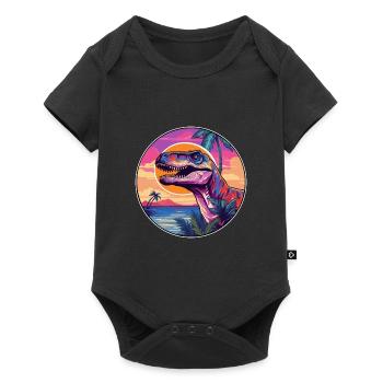 Dinosaur Colorful Watercolor Cartoon Kawaii Animal - Baby Premium short-sleeve bodysuit - black - Front