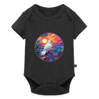 Dove Colorful Watercolor Cartoon Kawaii Animal - Baby Premium short-sleeve bodysuit - black - Front