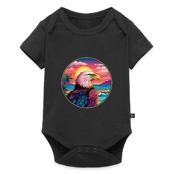 Eagle Colorful Watercolor Cartoon Kawaii Animal - Baby Premium short-sleeve bodysuit - black - Front