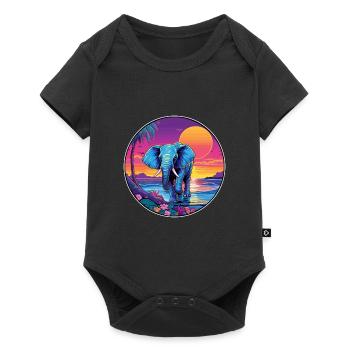 Elephant Colorful Watercolor Cartoon Kawaii Animal - Baby Premium short-sleeve bodysuit - black - Front