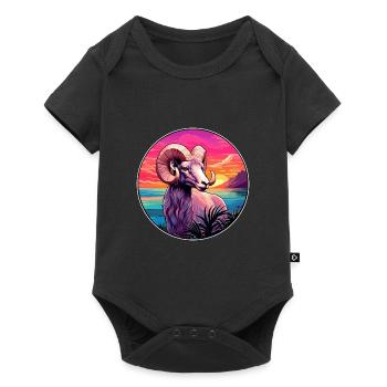 Ram Colorful Watercolor Cartoon Kawaii Animal - Baby Premium short-sleeve bodysuit - black - Front