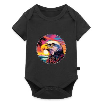 Aigle Aquarelle Colorée Dessin Animé Kawaii Animal - Body à manches courtes Premium Bébé - noir - Devant